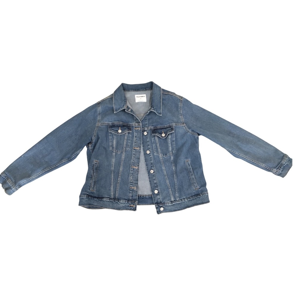 Old Navy Womens Denim Jacket Blue Classic Fit Trucker Style XL
